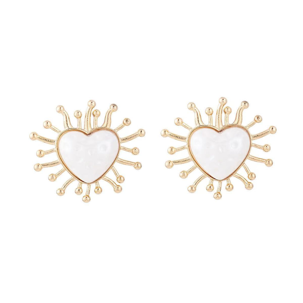 Earrings women alloy earrings suit silver geometric stylish exaggerated earrings inlaid with pearl earrings