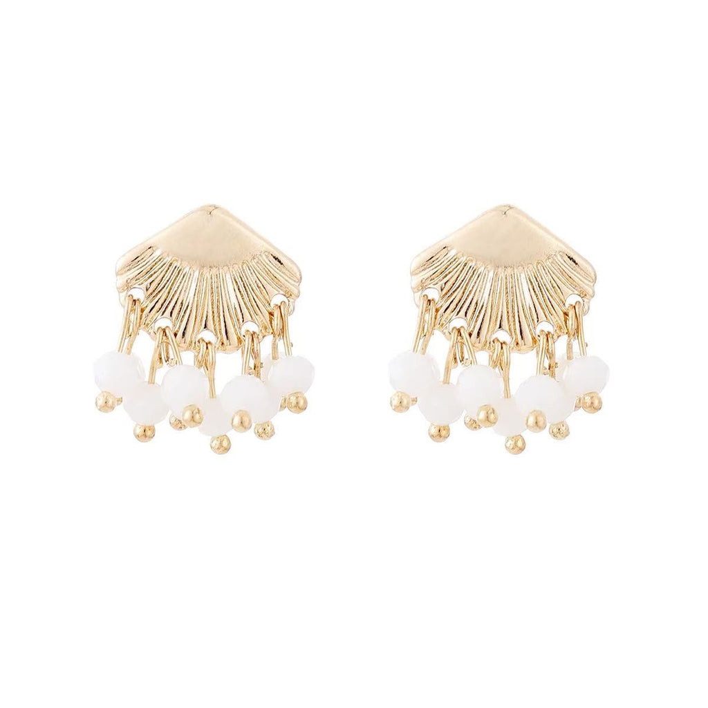 Earrings women alloy earrings suit silver geometric stylish exaggerated earrings inlaid with pearl earrings