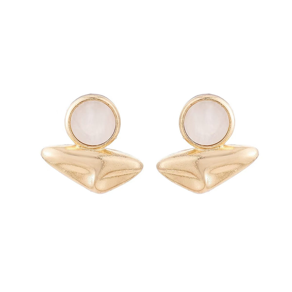 Earrings women alloy earrings suit silver geometric stylish exaggerated earrings inlaid with pearl earrings
