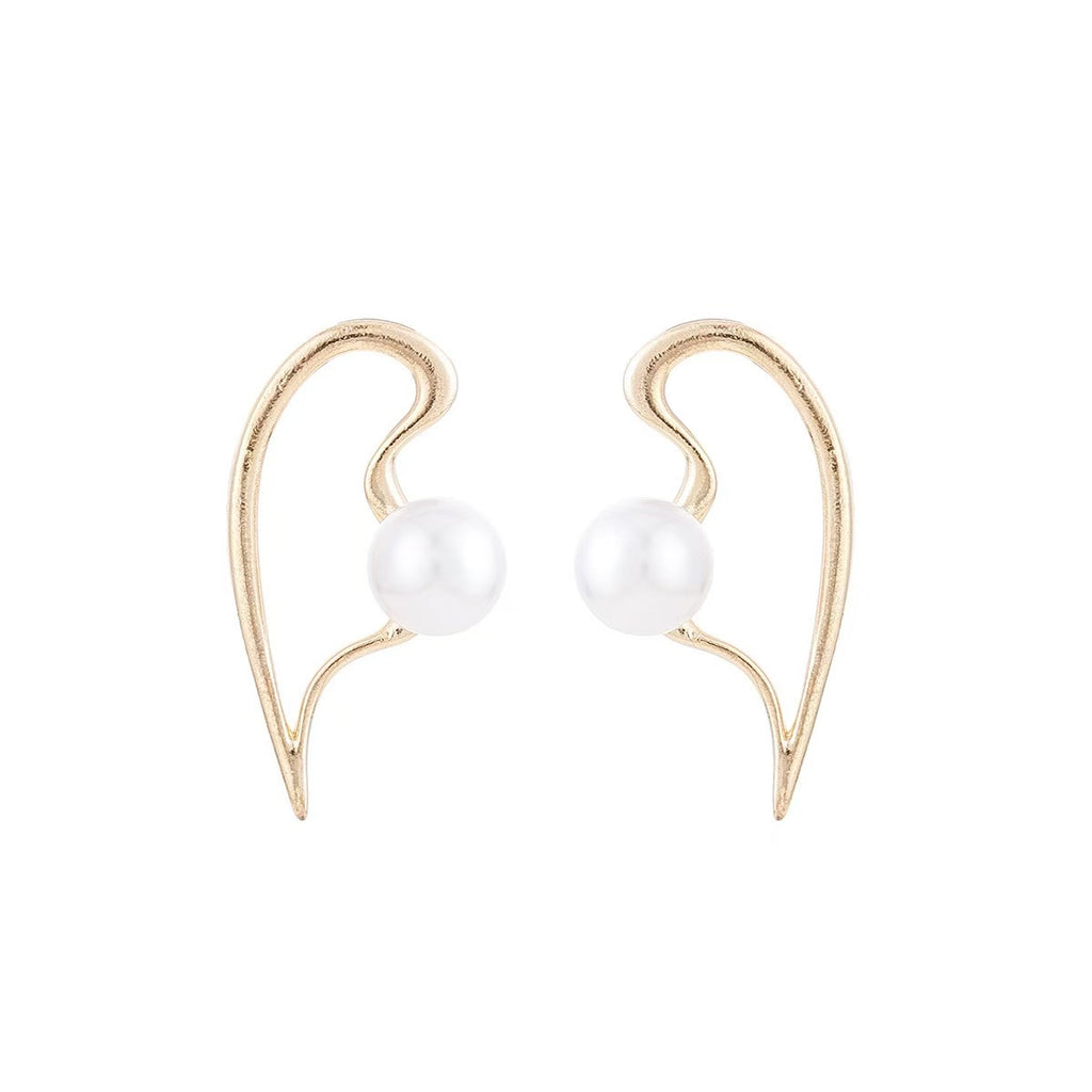 Earrings women alloy earrings suit silver geometric stylish exaggerated earrings inlaid with pearl earrings