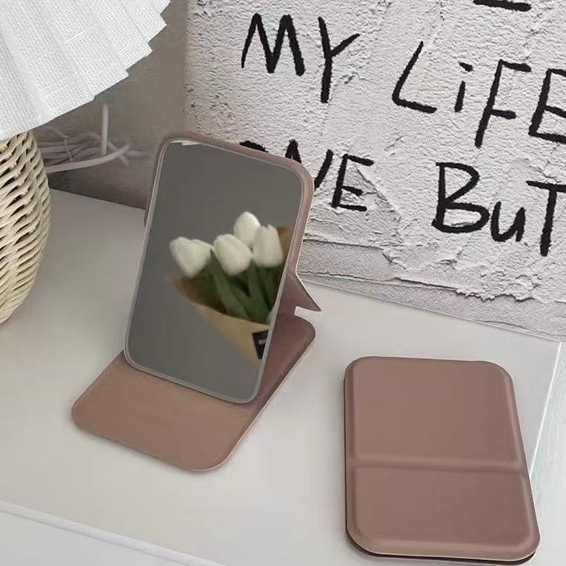 lether Foldable Makeup Mirror, Women Mini Mirror, Small Pocket