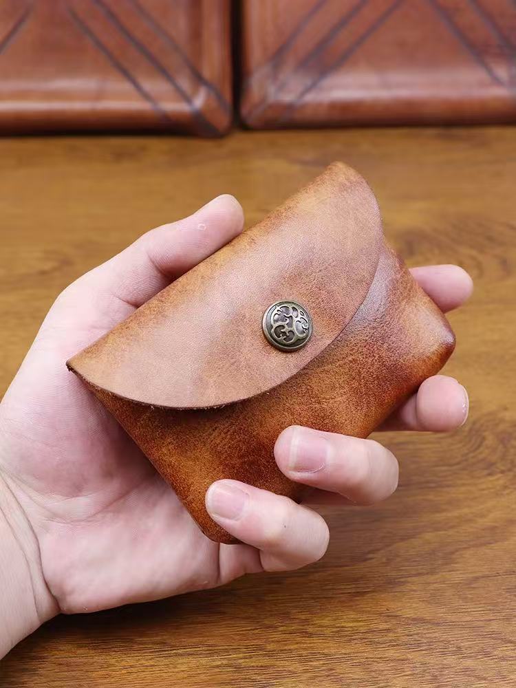 Coin Purse Men Small Mini Short cowhide Wallet Bag