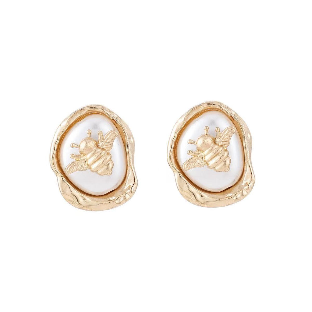 Earrings women alloy earrings suit silver geometric stylish exaggerated earrings inlaid with pearl earrings