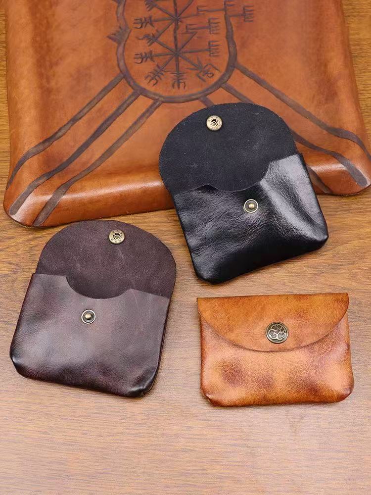 Coin Purse Men Small Mini Short cowhide Wallet Bag